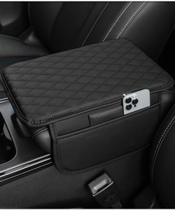 Upgraded Car Center Console Cover,Microfiber Leather Car Armrest Cover Cushion with 2 Storage Bags,Universal Car Armrest Storage Box Car Interior Accessories for Most Vehicles (Black)