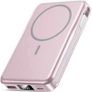 Magnetic Portable Charger 10000mAh, 20W Power Bank with Built in Cable