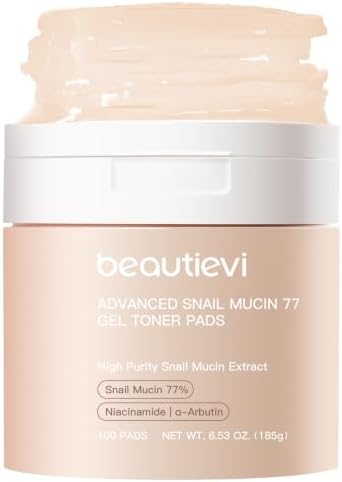 Beautievi Snail Mucin 77% Toner Pads for Brightening and Hydrating Skincare | Hydrating Face Pads with Snail Secretion Filtrate, Niacinamide, Inositol, Alpha-arbutin for Dull Skin Treatment