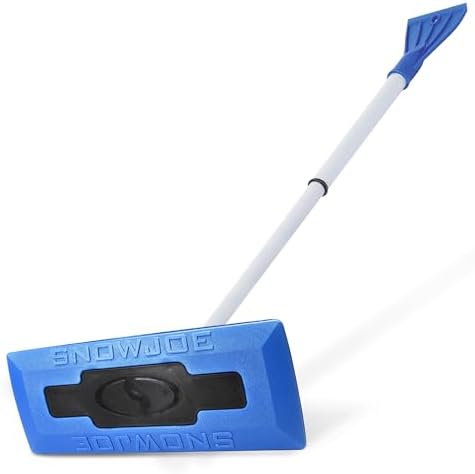 Snow Joe 18" Telescoping Snow Broom & Ice Scraper for Car Windows, No-Scratch Foam Brush - Long and Extendable Ice Removal Tool for Window and Windshield - Automotive Cleaning Accessories, SJBLZD