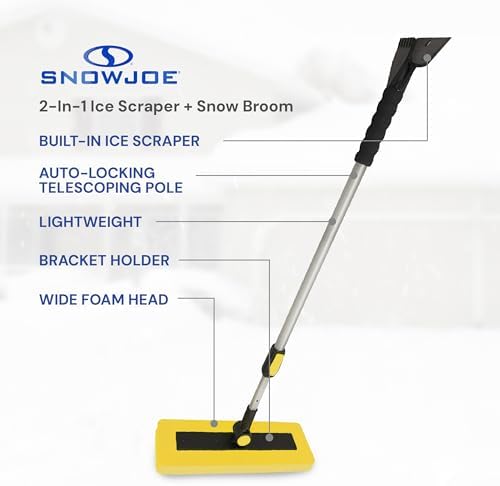 Snow Joe 2-in-1 Telescoping Snow Broom Ice Scraper w/ Foam Head, SJBLZD-PRX - Image 3