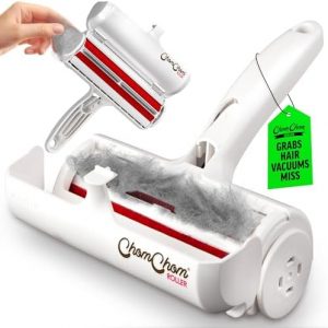 ChomChom Roller Pet Hair Remover – Original Size Reusable Lint Roller for Cat & Dog Hair on Furniture, Couch, Carpet, Car, Rugs & Bedding – Portable, Eco-Friendly (White) : Health & Household