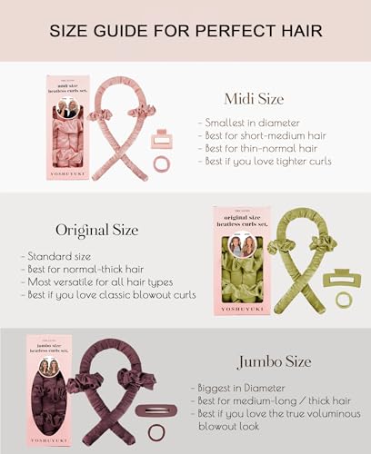 Original Satin Heatless Curls Overnight Curling Rod Set | Pillow Soft Rollers Hair Curlers to Sleep in No Heat for Blowout Hair | with 1.37" Heatless Curler & 2 Scrunchies & Claw Clip : Beauty & Personal Care - Image 5