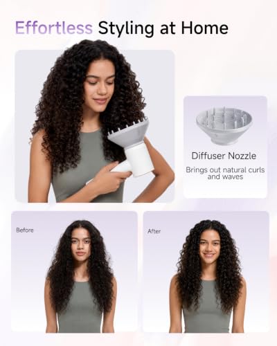 Laifen SE 2 Diffuser Hair Dryer for Women, 21.5m/s Air Speed, Matte White | Frizz Control, Heat Protection, Perfect for Sleek Styling, Diffuser for Curling & Wavy Hair, 5 Modes & 2 Airspeeds, Low Noise : Beauty & Personal Care - Image 6