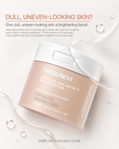Beautievi Snail Mucin 77% Toner Pads for Brightening and Hydrating Skincare | Hydrating Face Pads with Snail Secretion Filtrate, Niacinamide, Inositol, Alpha-arbutin for Dull Skin Treatment - Image 5
