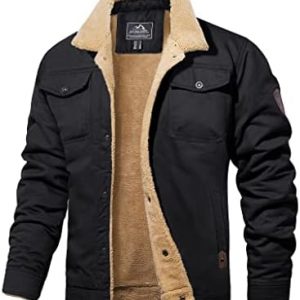 MAGCOMSEN Winter Coats For Men Fleece Lining Heavy Cotton Jackets Black S | Cotton, Sherpa Lined, 5 Pockets, HeavyWeight, Fleece Lining, Stylish, Warm Thicken Wool, Trucker Western Jackets at Amazon Men’s Clothing store