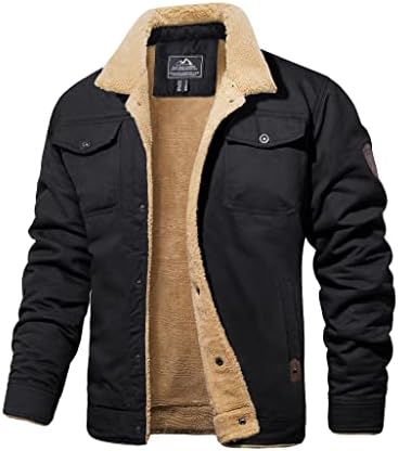 MAGCOMSEN Winter Coats For Men Fleece Lining Heavy Cotton Jackets Black S | Cotton, Sherpa Lined, 5 Pockets, HeavyWeight, Fleece Lining, Stylish, Warm Thicken Wool, Trucker Western Jackets at Amazon Men’s Clothing store