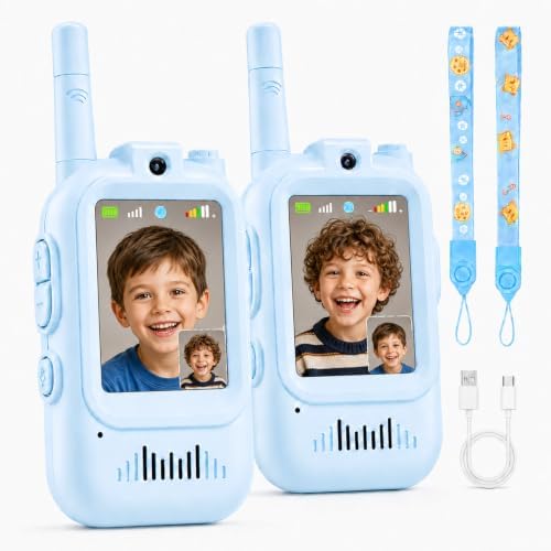 Video Walkie Talkies for Kids, 2 Pack Rechargeable with Screen