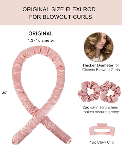 Original Satin Heatless Curls Overnight Curling Rod Set | Pillow Soft Rollers Hair Curlers to Sleep in No Heat for Blowout Hair | with 1.37" Heatless Curler & 2 Scrunchies & Claw Clip : Beauty & Personal Care - Image 3