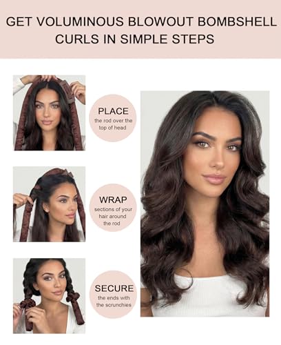 Original Satin Heatless Curls Overnight Curling Rod Set | Pillow Soft Rollers Hair Curlers to Sleep in No Heat for Blowout Hair | with 1.37" Heatless Curler & 2 Scrunchies & Claw Clip : Beauty & Personal Care - Image 2