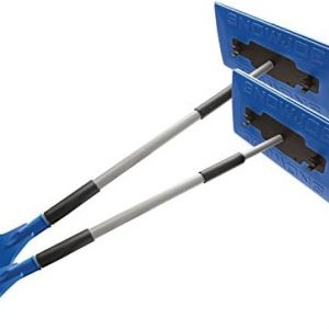 Snow Joe SJBLZD-JMB2-SJB 2-Pack Jumbo Telescoping Snow Broom + Ice Scraper, Blue/Blue