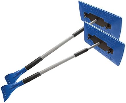 Snow Joe SJBLZD-JMB2-SJB 2-Pack Jumbo Telescoping Snow Broom + Ice Scraper, Blue/Blue