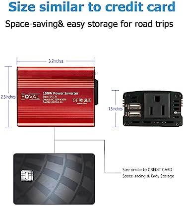 FOVAL 150W Car Power Inverter 12V DC to 110V AC Converter Vehicle Adapter Plug Outlet with 3.1A Dual USB Car Charger for Laptop Computer (Classic Red) : Automotive - Image 6