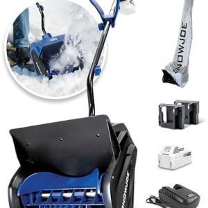 Snow Joe 24V iON+ Cordless Snow Shovel, Blue and Black, 13 Inch, with 4Ah Battery, Quick Charger, Battery Holder, Cover