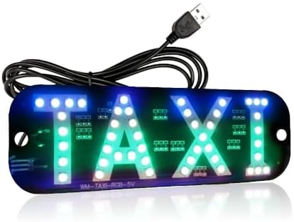 NSKANQI 1set RGB LED Sign Decor,Colorful Taxi Flashing Hook on Car Window with USB Inverter Taxi Light (RGB) : Automotive