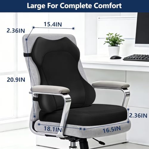 JIPORIER Seat Cushion,Lumbar Support Pillow for Office Chair,Ergonomic Memory Foam Back Support Pillow, High Density Foam Chair Cushion for Sciatica Pain Relief Coccyx Pad for Chair,Car,Desk,Black : Home & Kitchen. Menos de $45. - Image 2