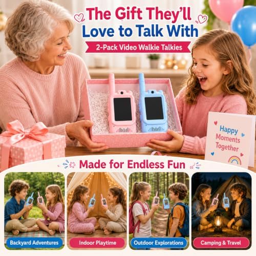 Video Walkie Talkies for Kids, 2 Pack Rechargeable with Screen - Image 2