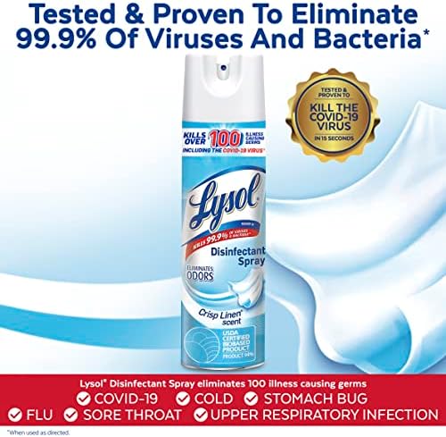 Lysol Disinfectant Spray & Air Sanitizer, Crisp Linen and White Linen, 3-Pack - Image 4