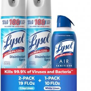 Lysol Disinfectant Spray & Air Sanitizer, Crisp Linen and White Linen, 3-Pack