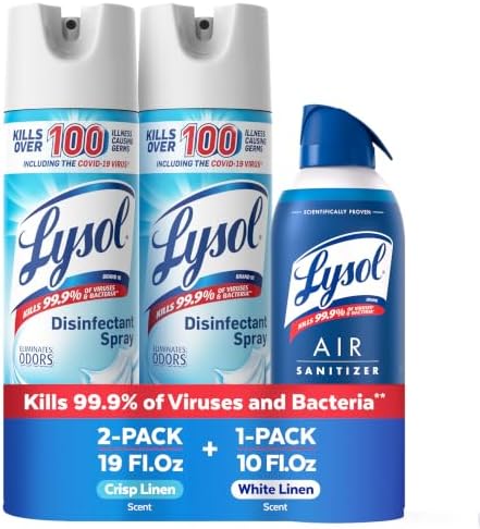 Lysol Disinfectant Spray & Air Sanitizer, Crisp Linen and White Linen, 3-Pack