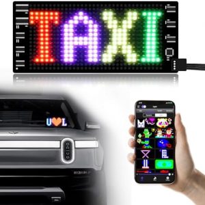 XIAOOHO Programmable LED Car Sign with Bluetooth App Control, 3 × 7 in