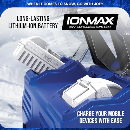 Snow Joe Cordless Snow Blower, 2X Batteries, Dual-Port Charger, 24V-X2-SB22 - Image 4