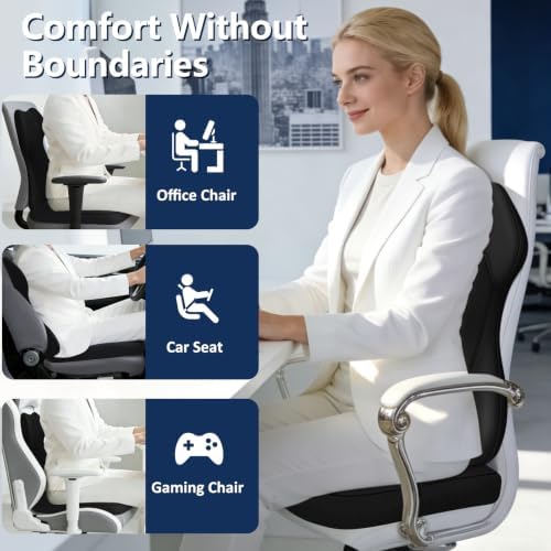 JIPORIER Seat Cushion,Lumbar Support Pillow for Office Chair,Ergonomic Memory Foam Back Support Pillow, High Density Foam Chair Cushion for Sciatica Pain Relief Coccyx Pad for Chair,Car,Desk,Black : Home & Kitchen. Menos de $45. - Image 8