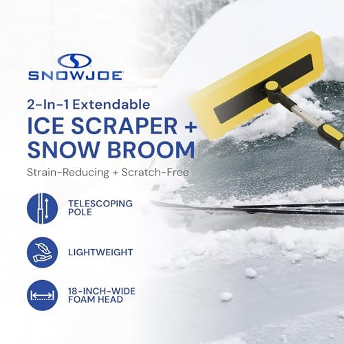 Snow Joe 2-in-1 Telescoping Snow Broom Ice Scraper w/ Foam Head, SJBLZD-PRX - Image 2