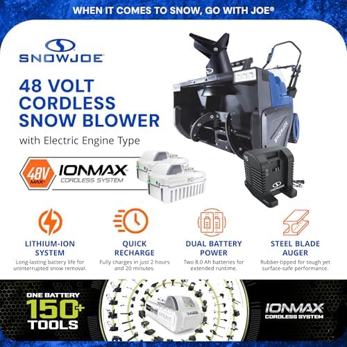 Snow Joe Cordless Snow Blower, 2X Batteries, Dual-Port Charger, 24V-X2-SB22 - Image 2