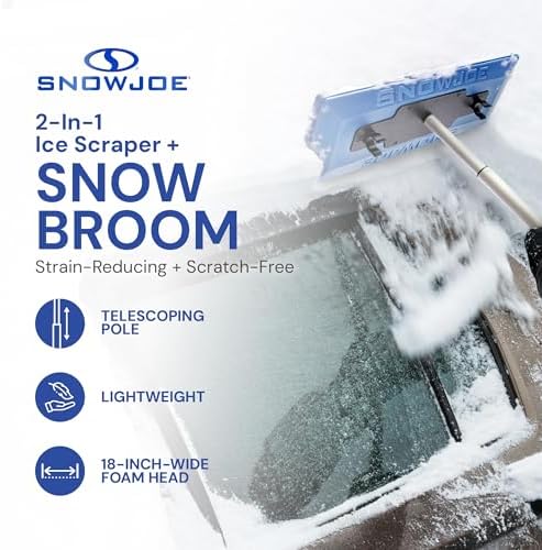 Snow Joe 18" Telescoping Snow Broom & Ice Scraper for Car Windows, No-Scratch Foam Brush - Long and Extendable Ice Removal Tool for Window and Windshield - Automotive Cleaning Accessories, SJBLZD - Image 2