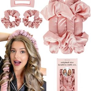 Original Satin Heatless Curls Overnight Curling Rod Set | Pillow Soft Rollers Hair Curlers to Sleep in No Heat for Blowout Hair | with 1.37" Heatless Curler & 2 Scrunchies & Claw Clip : Beauty & Personal Care