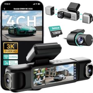 BOTSLAB G980H 4-Channel 360° 3K Dash Cam with 128GB Card