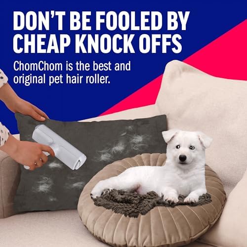 ChomChom Roller Pet Hair Remover – Original Size Reusable Lint Roller for Cat & Dog Hair on Furniture, Couch, Carpet, Car, Rugs & Bedding – Portable, Eco-Friendly (White) : Health & Household - Image 9