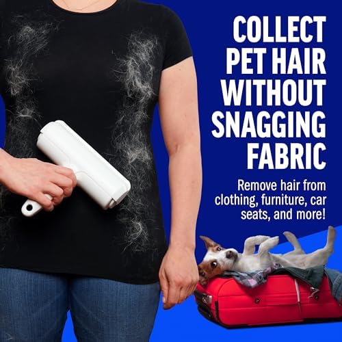 ChomChom Roller Pet Hair Remover – Original Size Reusable Lint Roller for Cat & Dog Hair on Furniture, Couch, Carpet, Car, Rugs & Bedding – Portable, Eco-Friendly (White) : Health & Household - Image 6